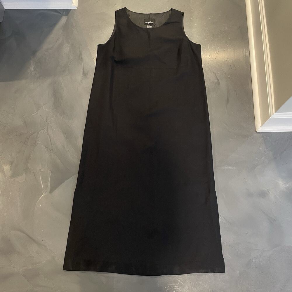 Positive Attitude Maxi Dress Womens 12 Black Linen Lagenlook Sleeveless Vintage‎